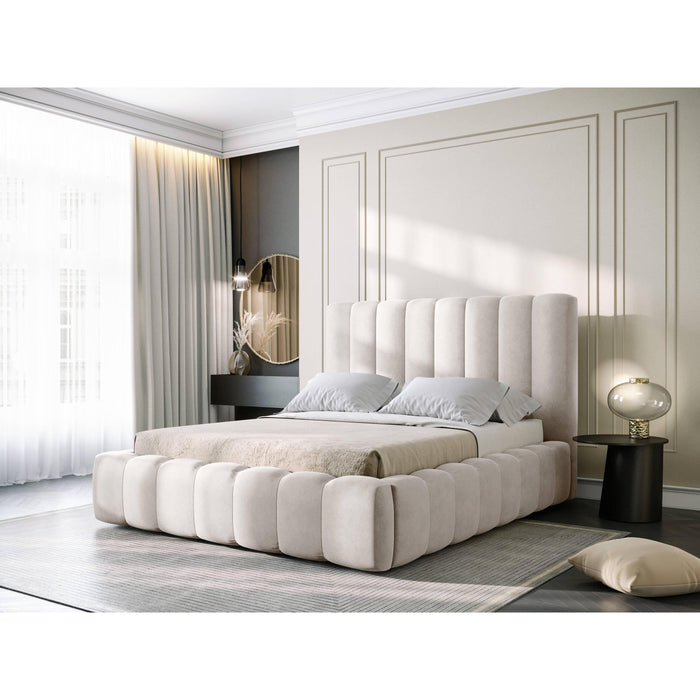 Milo Casa Bedframe Gina met Opbergruimte - 140 x 200 cm - Geweven - Beige