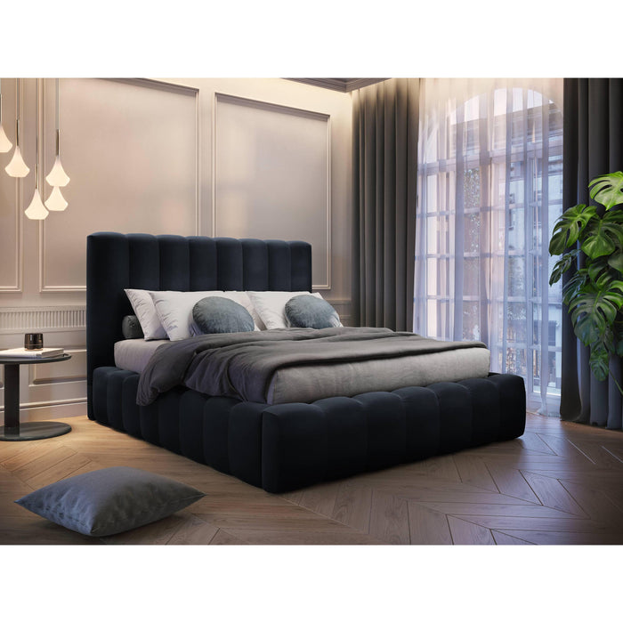 Milo Casa Bedframe Gina met Opbergruimte - 160 x 200 cm - Fluweel - Donkerblauw