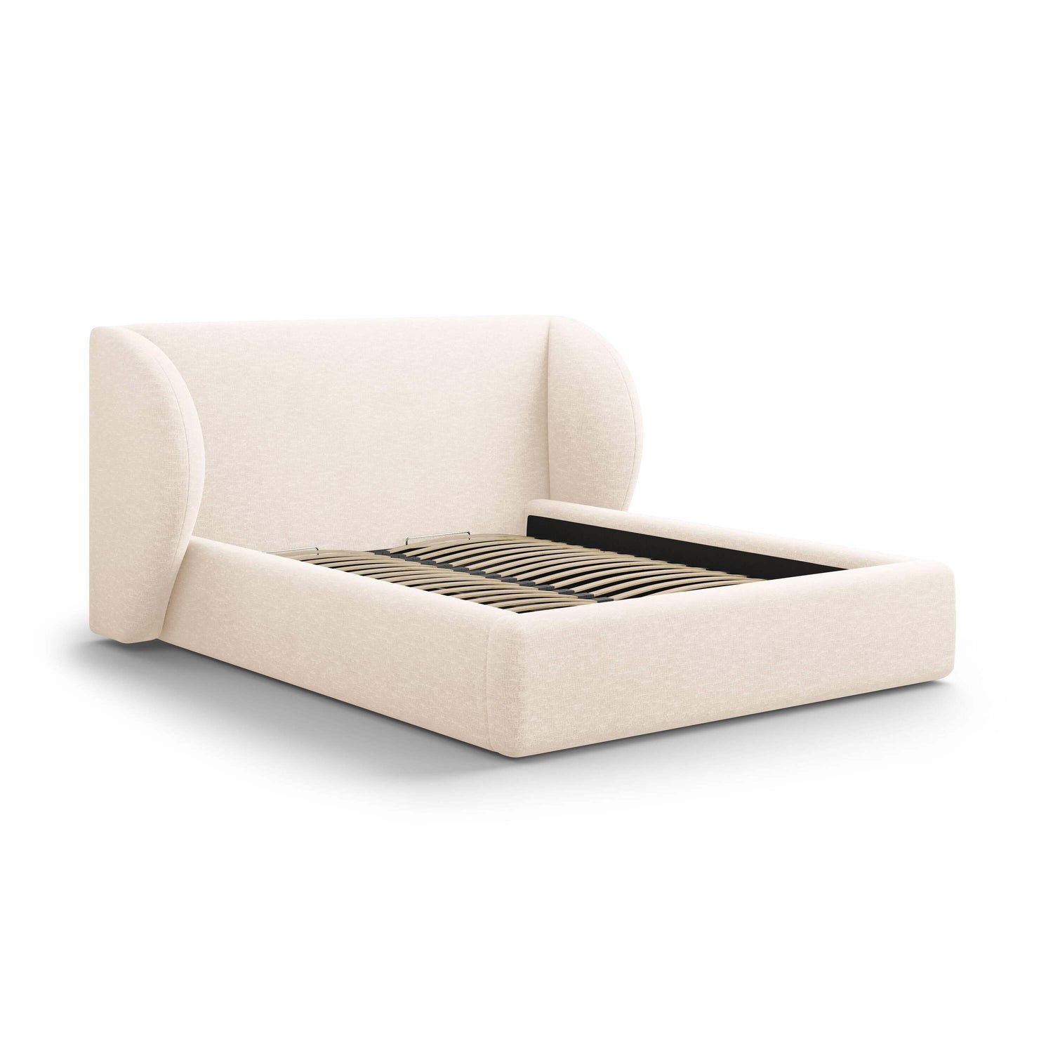 Micadoni Bedframe Miley met Opbergruimte - 140 x 200 cm - Chenille - Crème