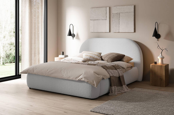 NADUVI Collection Philipa Bedframe - 160 x 200 cm - Bouclé - Lichtgrijs