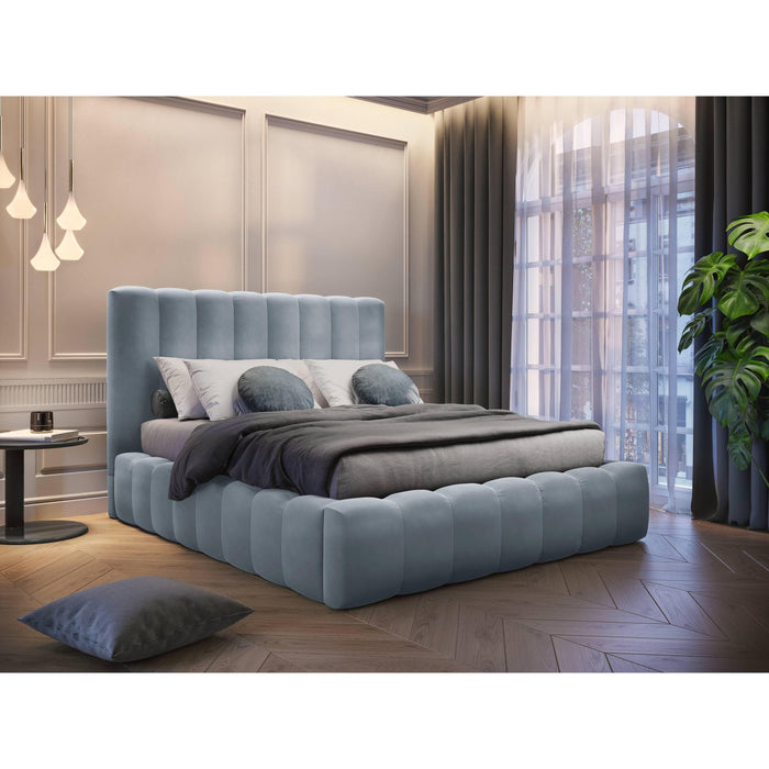 Milo Casa Bedframe Gina met Opbergruimte - 140 x 200 cm - Fluweel - Lichtblauw
