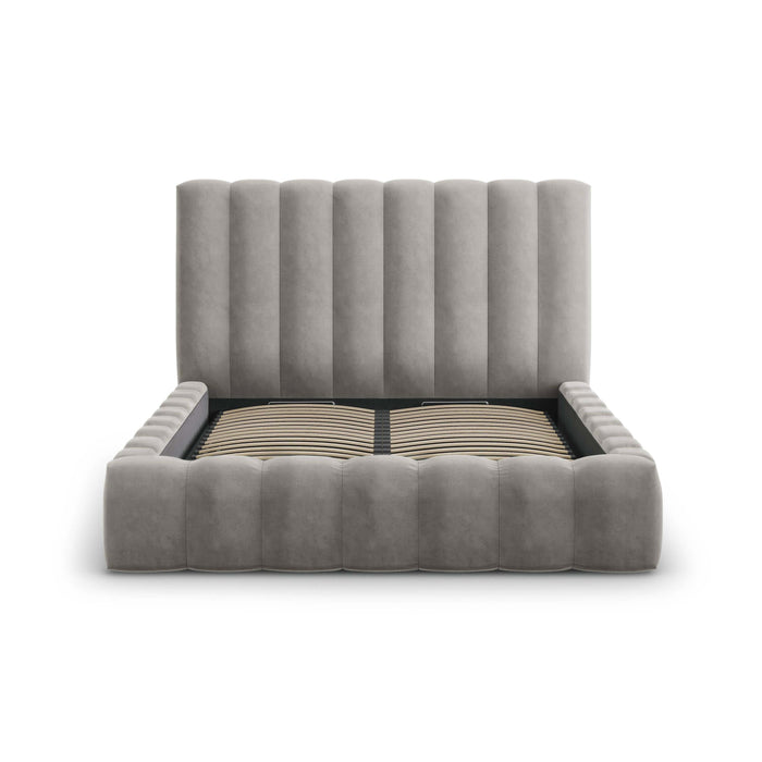 Milo Casa Bedframe Gina met Opbergruimte - 140 x 200 cm - Fluweel - Lichtgrijs