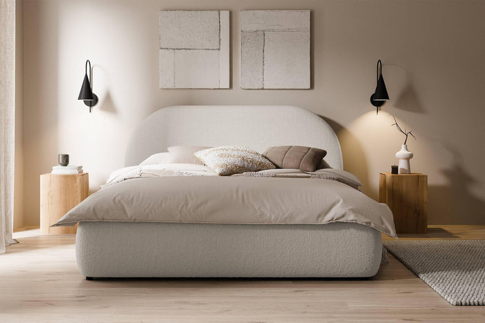 NADUVI Collection Philipa Bedframe - 140 x 200 cm - Bouclé - Lichtbeige