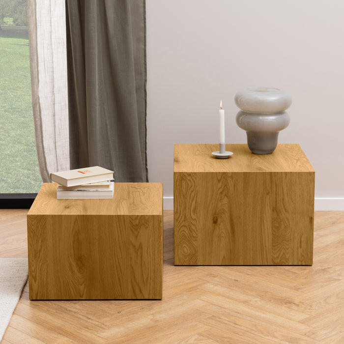 by fonQ Dice Bijzettafel Set van 2 - Vierkant - Bruin