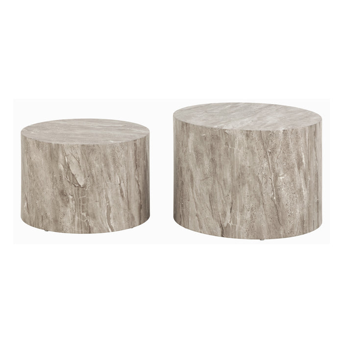 by fonQ Dice Bijzettafel Set van 2 - Rond - Grijs