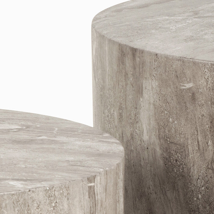 by fonQ Dice Bijzettafel Set van 2 - Rond - Grijs