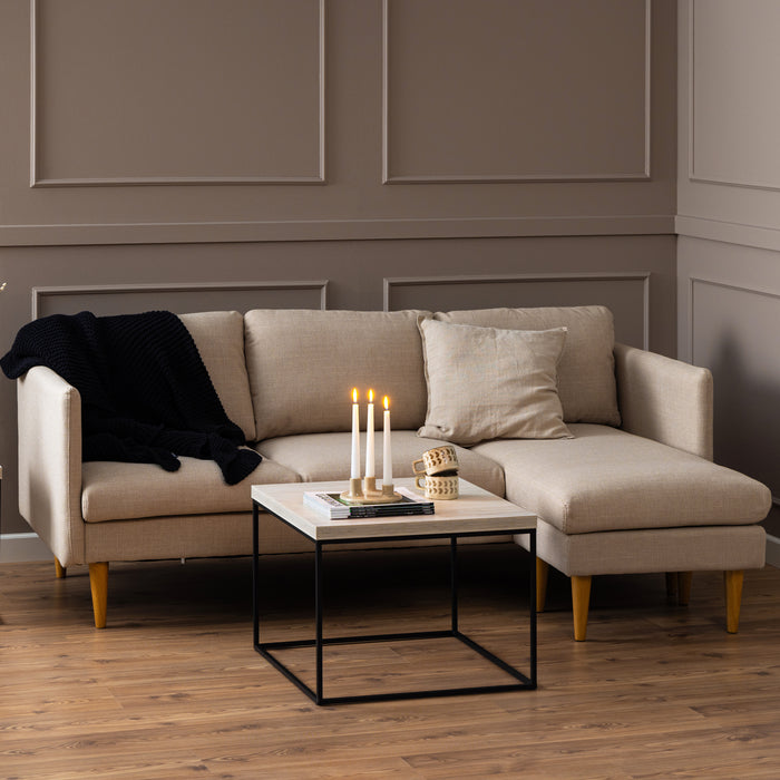 by fonQ basic Sofie Omkeerbare Hoekbank met Chaise Longue - Beige