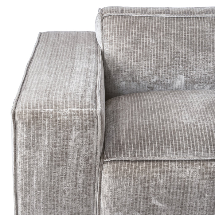 by fonQ Chunky Hoekbank met Chaise Longue Rechts - Rib - Olifantengrijs