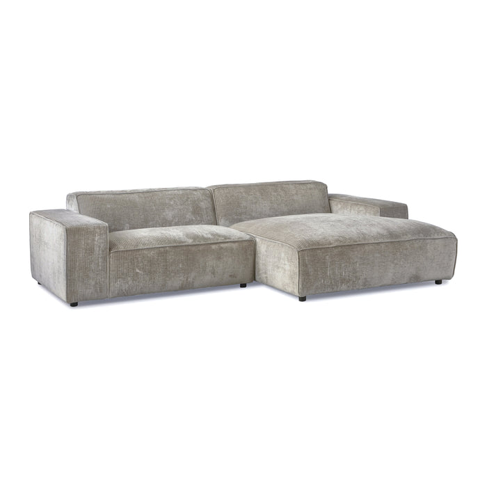 by fonQ Chunky Hoekbank met Chaise Longue Rechts - Rib - Olifantengrijs
