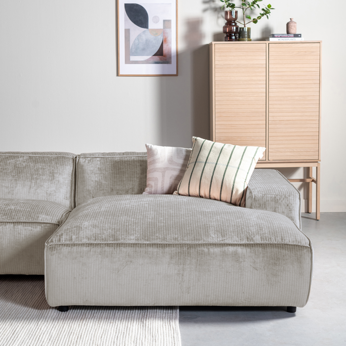 by fonQ Chunky Hoekbank met Chaise Longue Rechts - Rib - Olifantengrijs