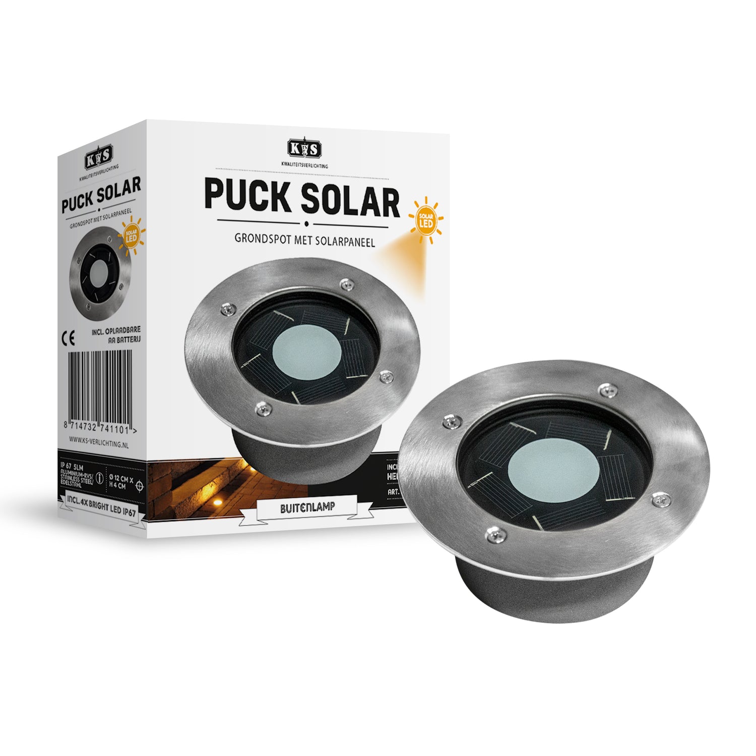 KS Verlichting Set 6 stuks Puck grondspot solar LED
