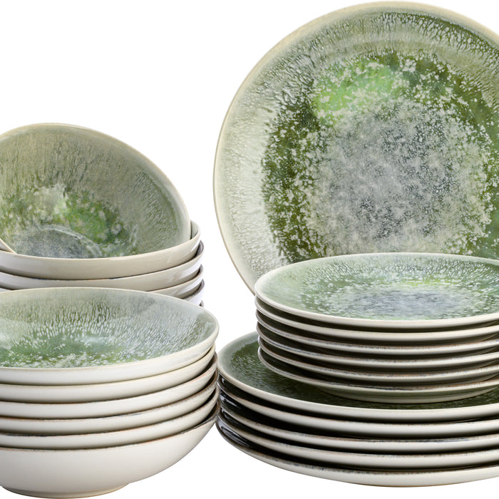 Lite-Body - Serviesset Hermes - 6 personen - 24 delig - Groen reliëf