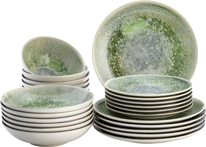 Lite-Body - Serviesset Hermes - 6 personen - 24 delig - Groen reliëf