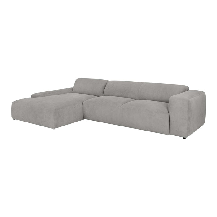 by fonQ Wonder 5-zits Hoekbank met Chaise Longue Links XL - Rib - Grijs