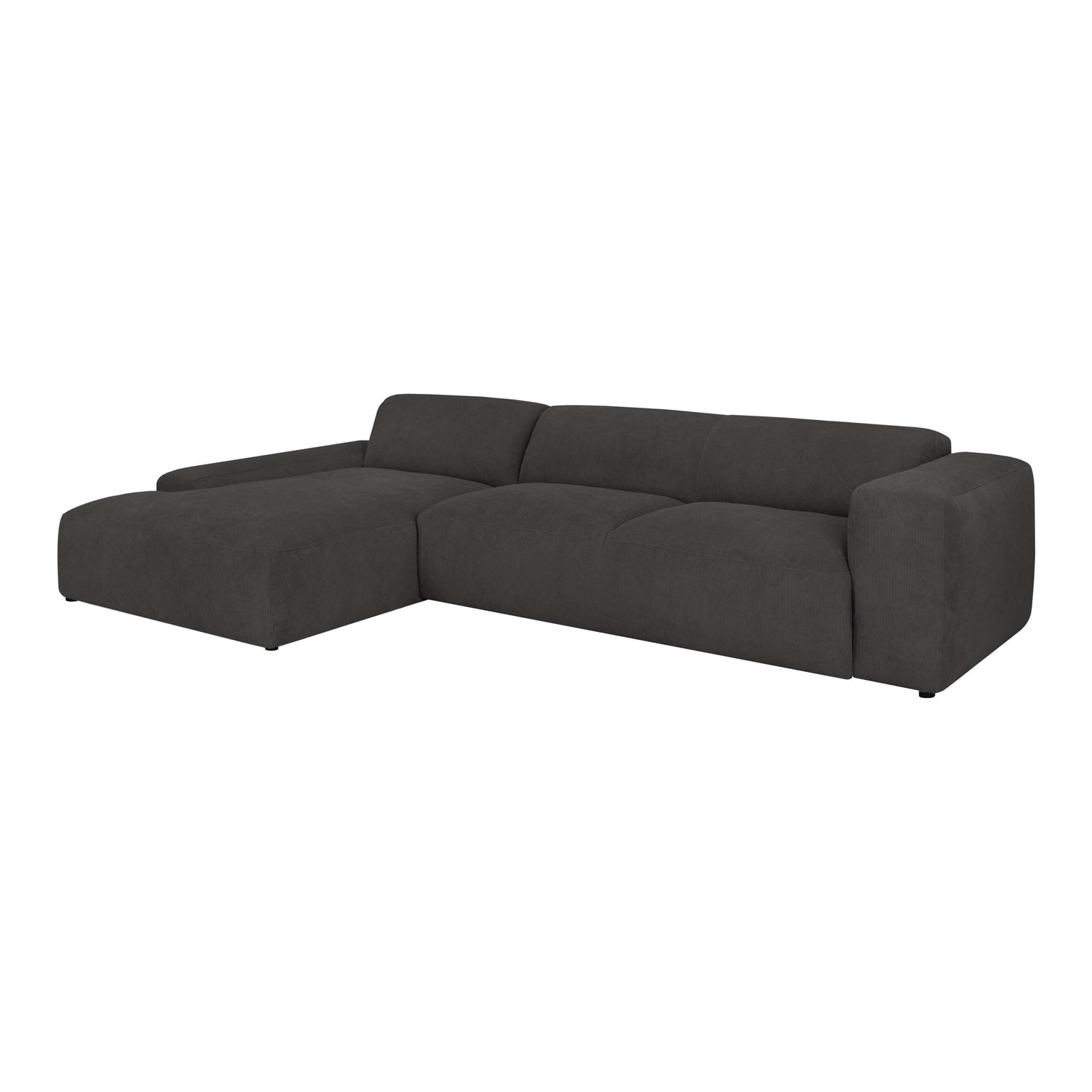 by fonQ Wonder 5-zits Hoekbank met Chaise Longue Links XL - Rib - Antraciet