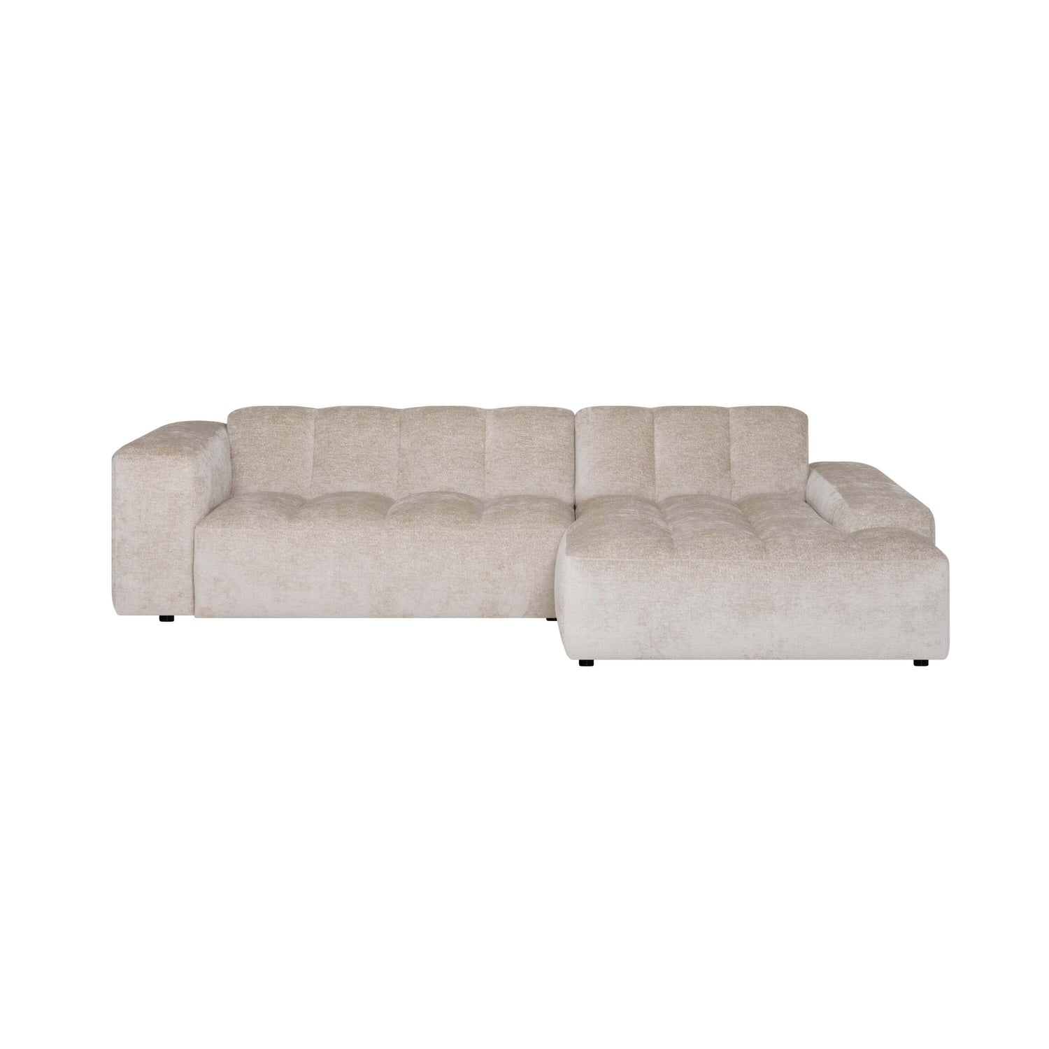 by fonQ Plume 3-zits Hoekbank met Chaise Longue Rechts - Chenille - Beige