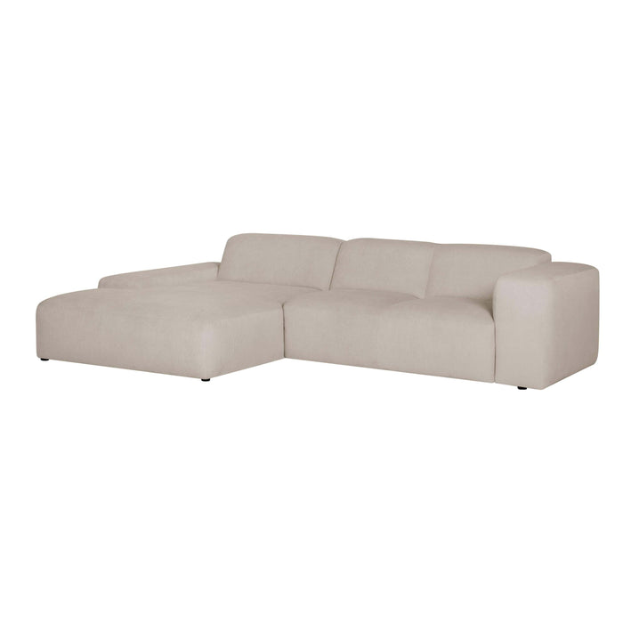 by fonQ Wonder 4-zits Hoekbank met Chaise Longue Links - Rib - Beige