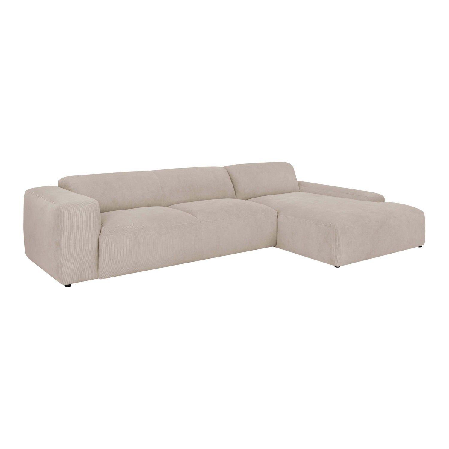 by fonQ Wonder 5-zits Hoekbank met Chaise Longue Rechts XL - Rib - Beige