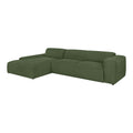 by fonQ Wonder 5-zits Hoekbank met Chaise Longue Links XL - Rib - Mosgroen