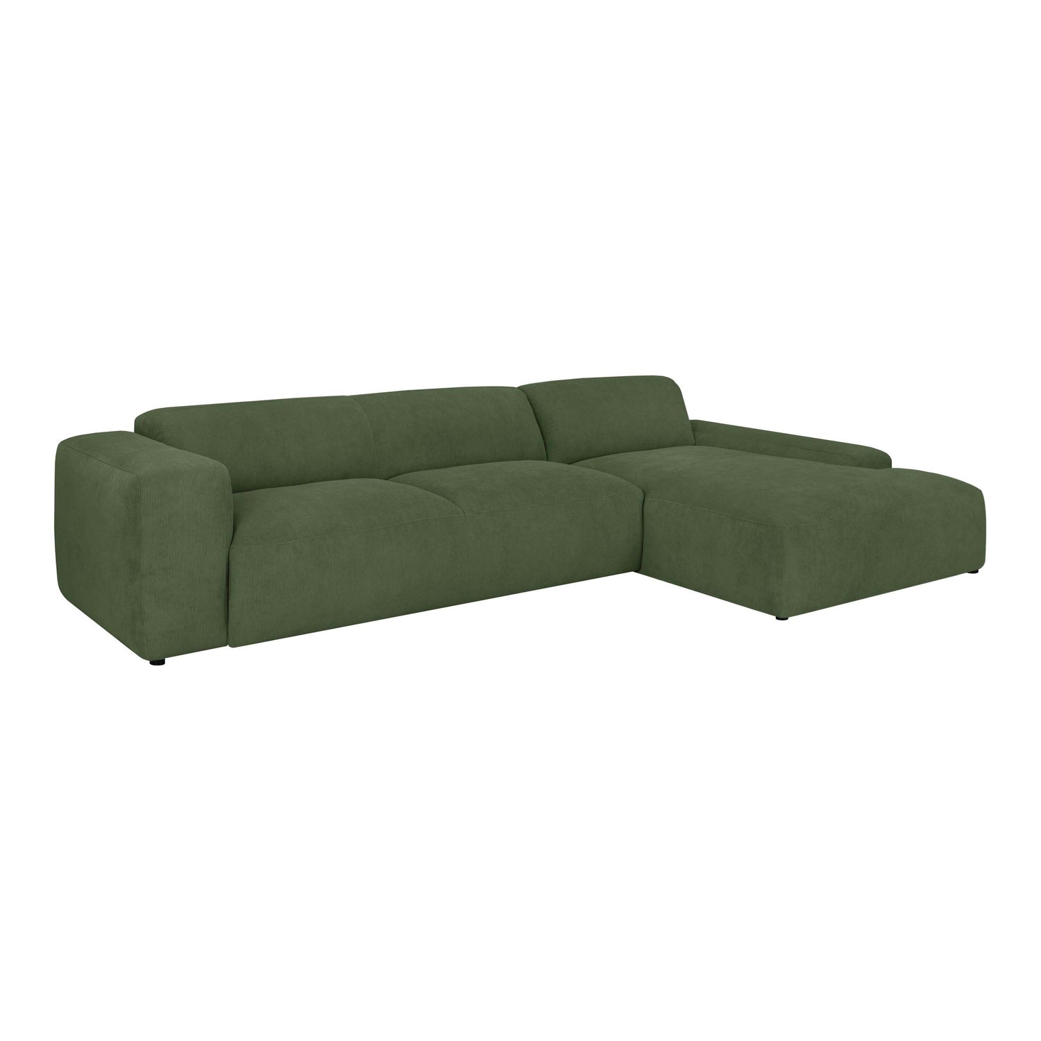 by fonQ Wonder 5-zits Hoekbank met Chaise Longue Rechts XL - Rib - Mosgroen