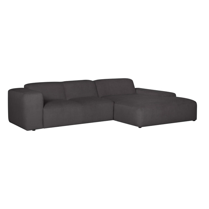 by fonQ Wonder 4-zits Hoekbank met Chaise Longue Rechts - Rib - Antraciet