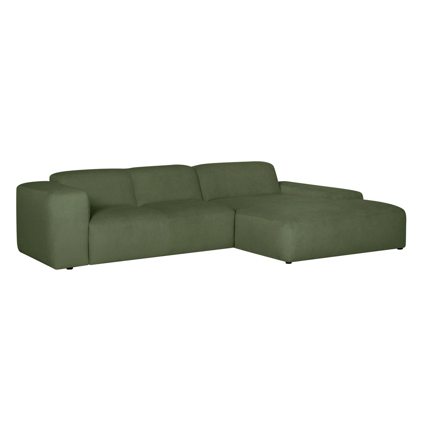 by fonQ Wonder 4-zits Hoekbank met Chaise Longue Rechts - Rib - Mosgroen