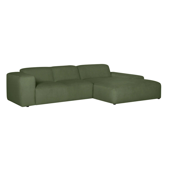 by fonQ Wonder 4-zits Hoekbank met Chaise Longue Rechts - Rib - Mosgroen