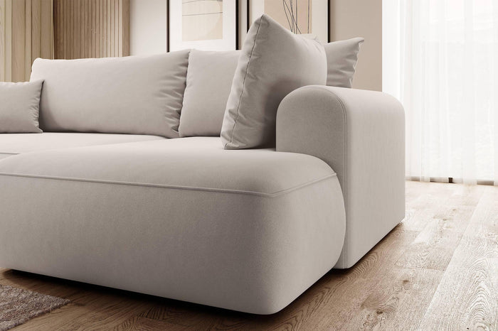 NADUVI Collection Philipa Hoekbank Rechts met Slaapfunctie - Velvet - Wit