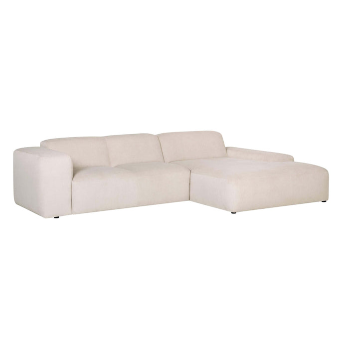 by fonQ Wonder 4-zits Hoekbank met Chaise Longue Rechts - Rib - Crème