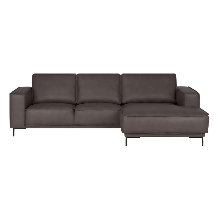 by fonQ Brisk Hoekbank met Chaise Longue Rechts - Buffelleer - Donkerbruin