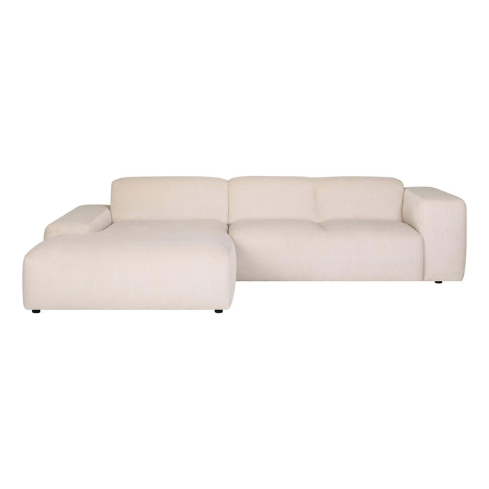 by fonQ Wonder 4-zits Hoekbank met Chaise Longue Links XL - Rib - Crème