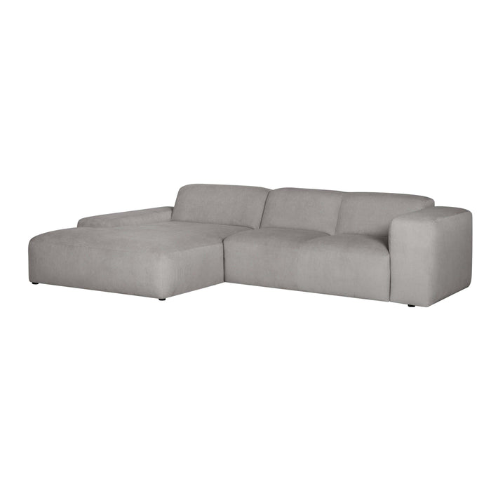 by fonQ Wonder 4-zits Hoekbank met Chaise Longue Links - Rib - Grijs