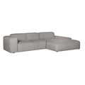 by fonQ Wonder 4-zits Hoekbank met Chaise Longue Rechts - Rib  - Grijs