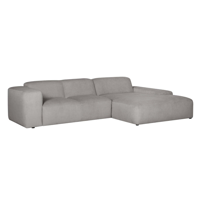 by fonQ Wonder 4-zits Hoekbank met Chaise Longue Rechts - Rib  - Grijs