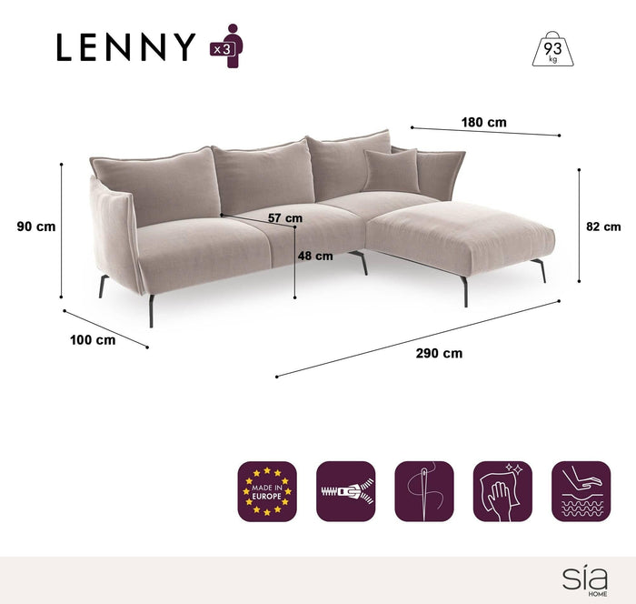 Fluwelen hoekbank met smaragdgroen patroon rechts