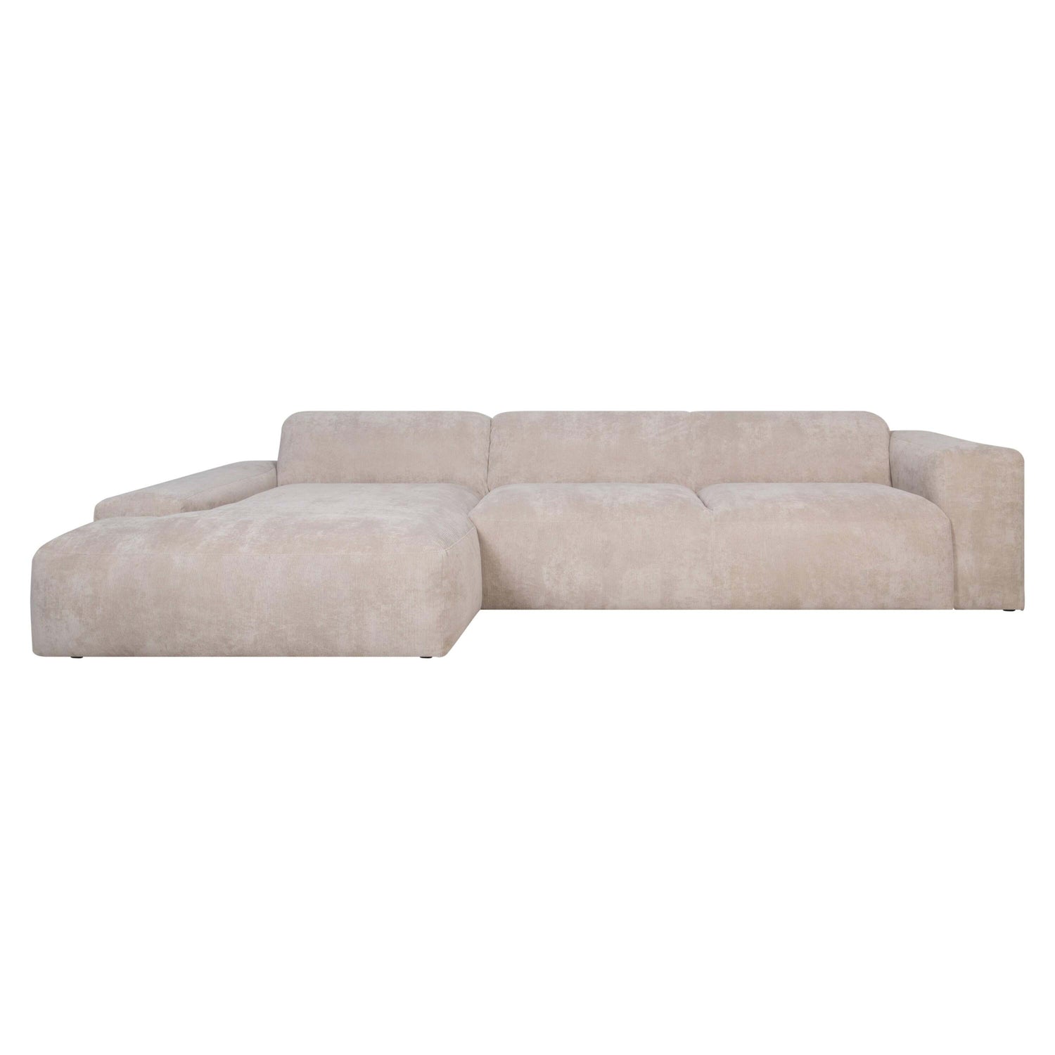 by fonQ Wonder 5-zits Hoekbank met Chaise Longue Links - Rib - Beige