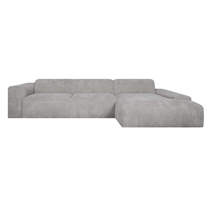 by fonQ Wonder 5-zits Hoekbank met Chaise Longue Rechts - Rib - Grijs
