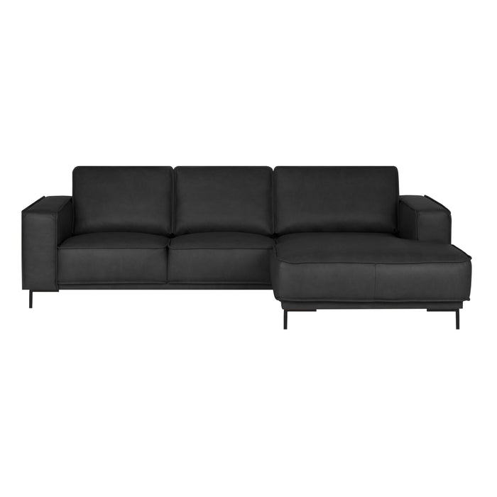 by fonQ Brisk Hoekbank met Chaise Longue Rechts - Buffelleer - Zwart