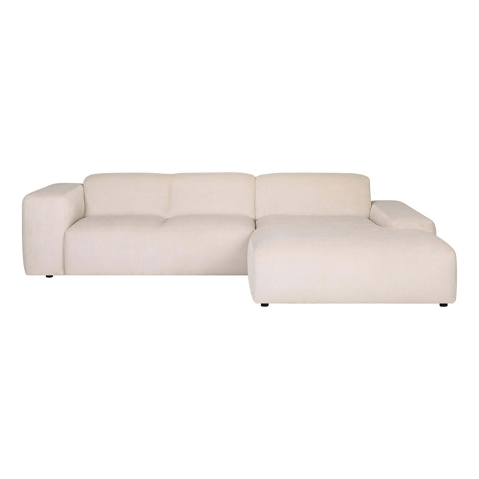 by fonQ Wonder 4-zits Hoekbank met Chaise Longue Rechts XL - Rib - Crème