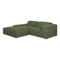 by fonQ Wonder 3-zits Hoekbank met Chaise Longue XL Links - Rib - Mosgroen