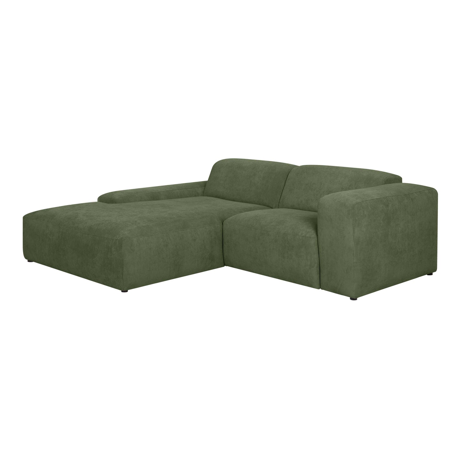 by fonQ Wonder 3-zits Hoekbank met Chaise Longue XL Links - Rib - Mosgroen
