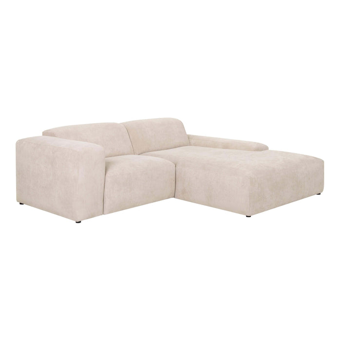 by fonQ Wonder 3-zits Hoekbank met Chaise Longue XL Rechts - Rib - Crème