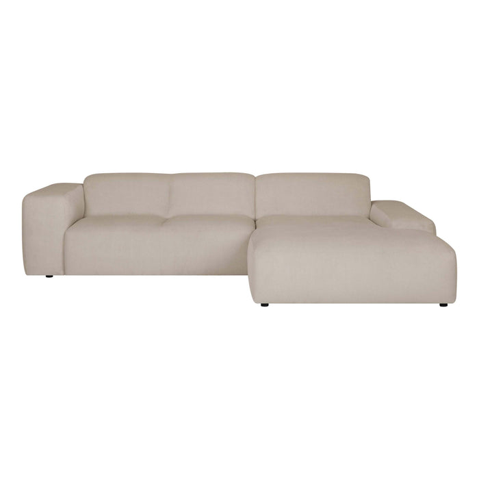 by fonQ Wonder 4-zits Hoekbank met Chaise Longue Rechts XL - Rib - Beige