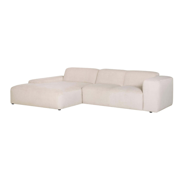 by fonQ Wonder 4-zits Hoekbank met Chaise Longue Links - Rib - Crème