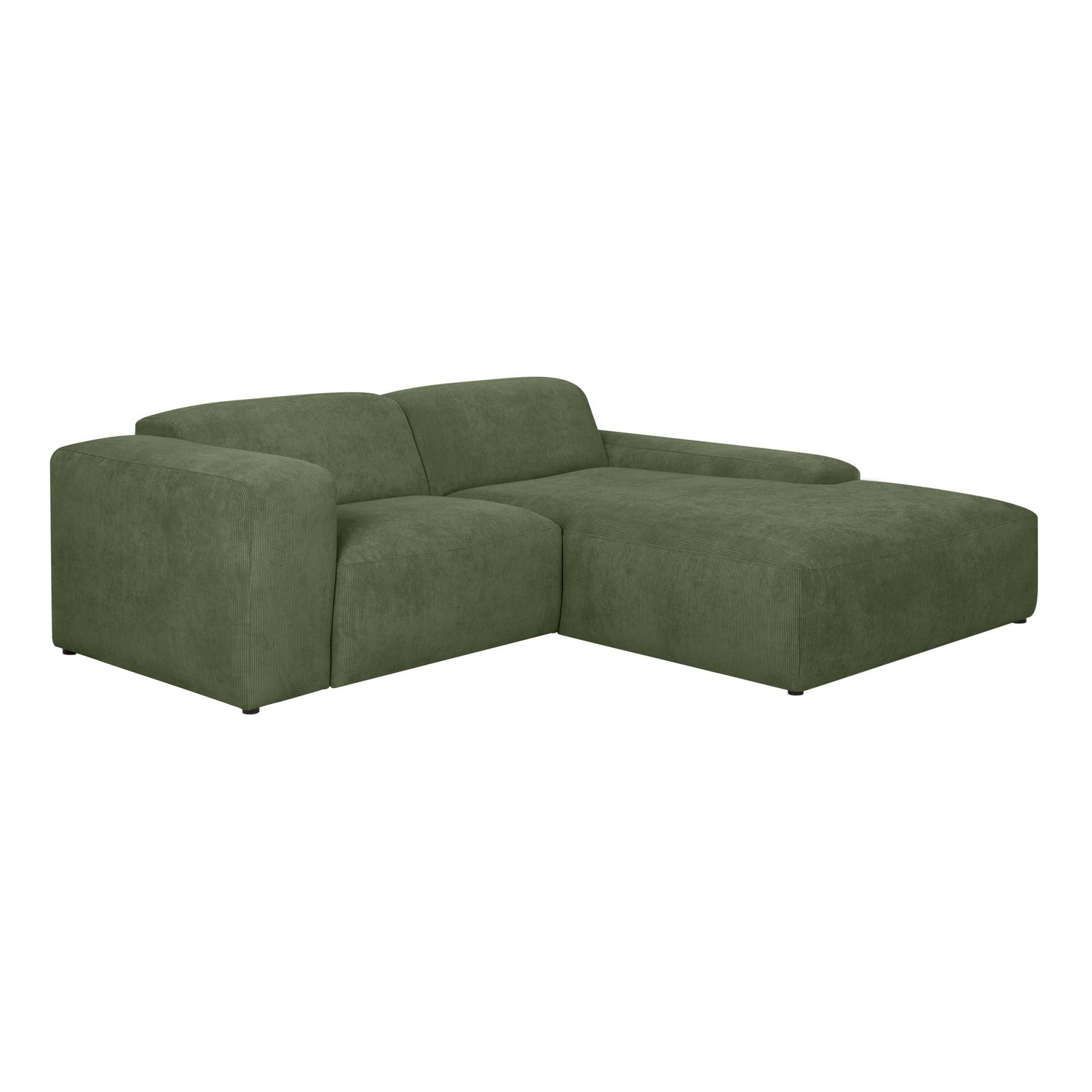 by fonQ Wonder 3-zits Hoekbank met Chaise Longue XL Rechts - Rib - Mosgroen