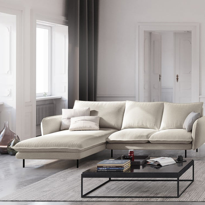 Cosmopolitan Design Vienna Hoekbank met Chaise Longue Links - Linnen - Lichtbeige