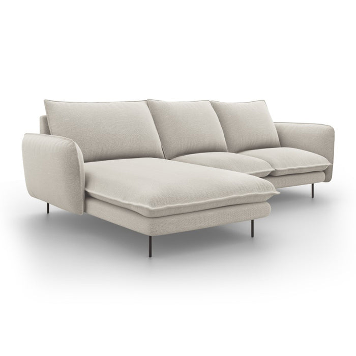 Cosmopolitan Design Vienna Hoekbank met Chaise Longue Links - Linnen - Lichtbeige