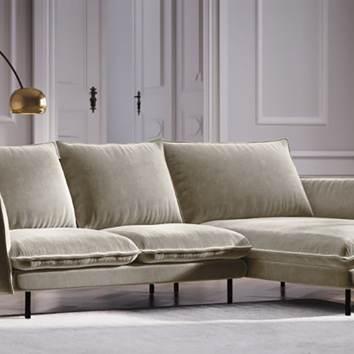 Cosmopolitan Design Vienna Hoekbank met Chaise Longue Rechts - Velvet - Beige