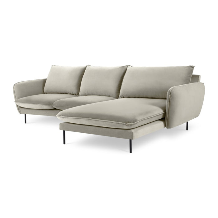 Cosmopolitan Design Vienna Hoekbank met Chaise Longue Rechts - Velvet - Beige