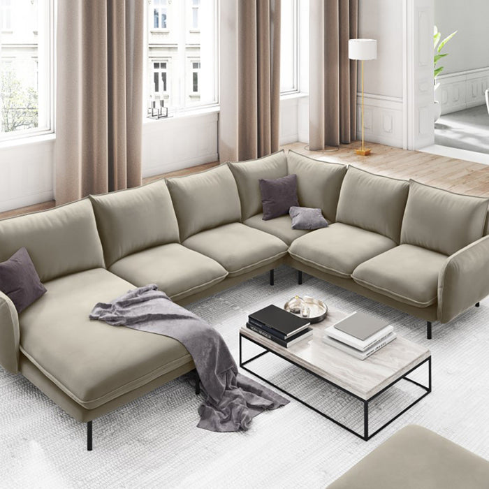 Cosmopolitan Design Vienna U-bank met Hoek Rechts - Velvet - Beige